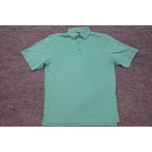 FootJoy Polo Shirt Mens Medium Green Geometric Print Stretch Golf Country Club
